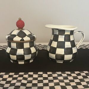 Mackenzie-Childs Courtly Check Creamer & Sugar Bowl Set. NWT and Box! LAST SET!
